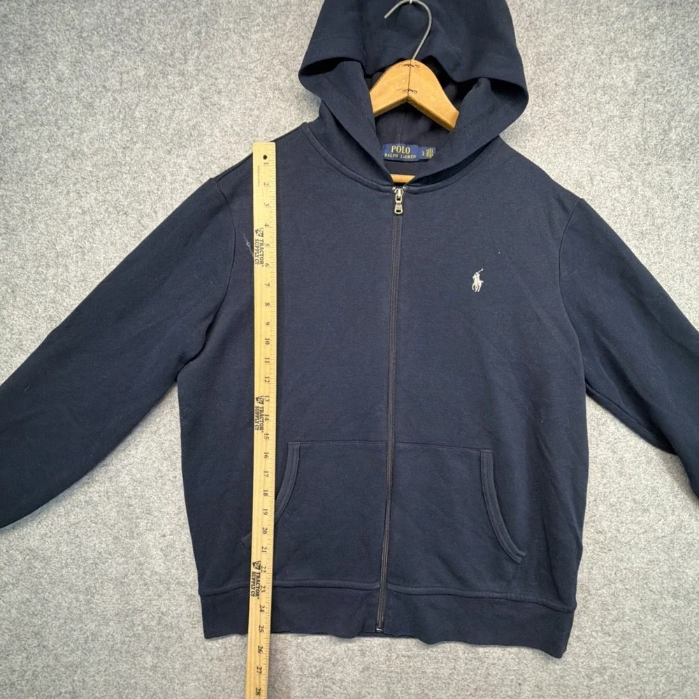 Polo Ralph Lauren Performance Hoodie Large Full Zip Navy Blue Gray Pony
